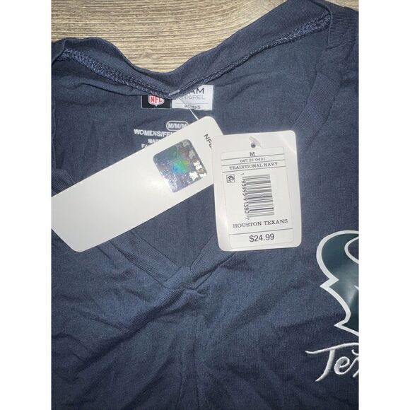 Houston Texans NFL / Team Logo Apparel Blue SS V-Neck Knot T-Shirt. Medium. O - Picture 5 of 5